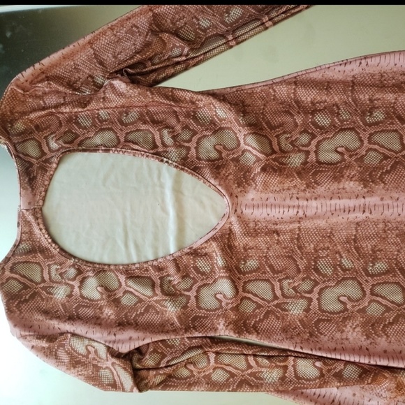 Pink & Brown Dress w/ back out size Medium - Picture 2 of 6